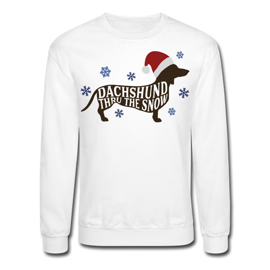 "Dachshund Thru The Snow" Crewneck Sweatshirt - white