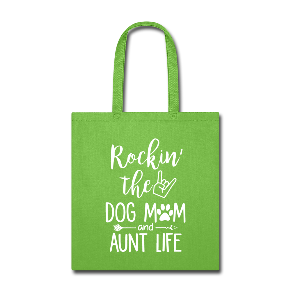 "Dog Mom Aunt Life" Tote Bag - lime green