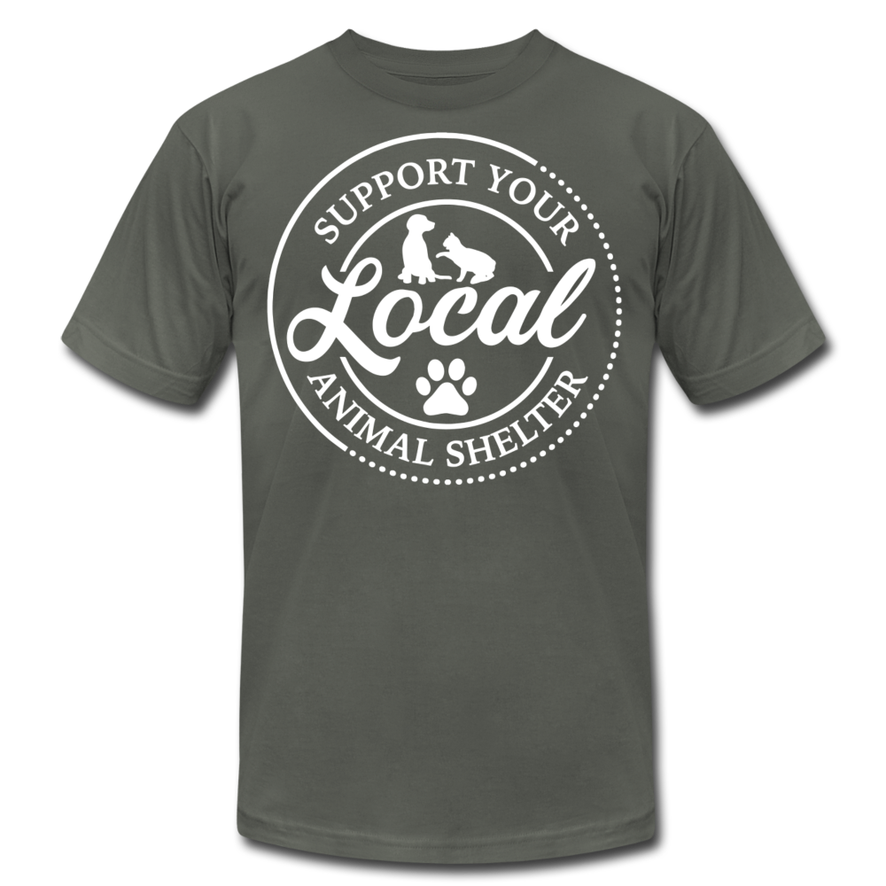 "Support Your Local Shelter" Unisex Jersey T-Shirt by Bella + Canvas - asphalt