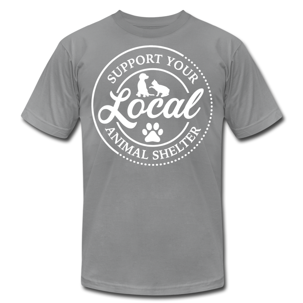 "Support Your Local Shelter" Unisex Jersey T-Shirt by Bella + Canvas - slate