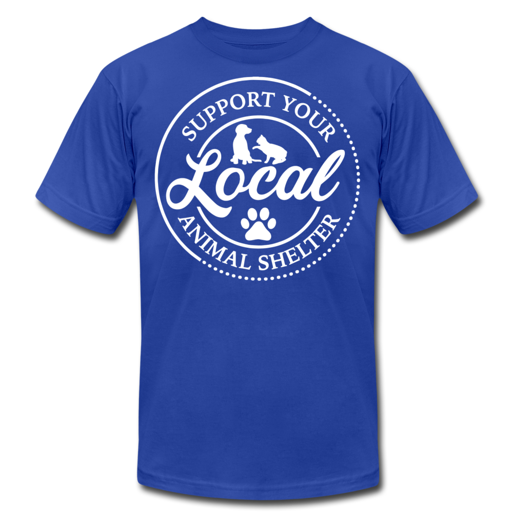 "Support Your Local Shelter" Unisex Jersey T-Shirt by Bella + Canvas - royal blue
