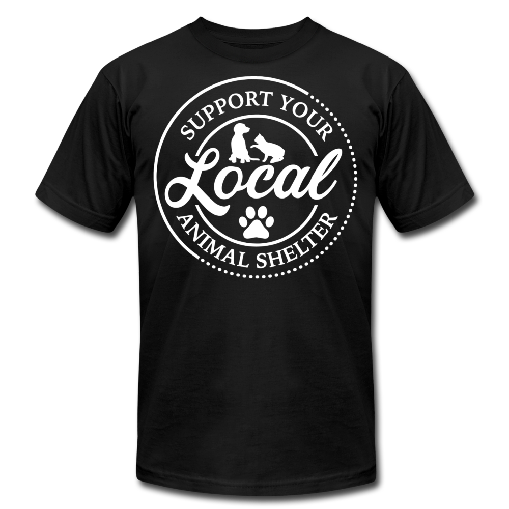 "Support Your Local Shelter" Unisex Jersey T-Shirt by Bella + Canvas - black