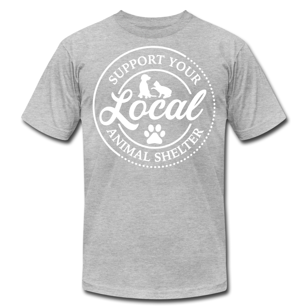 "Support Your Local Shelter" Unisex Jersey T-Shirt by Bella + Canvas - heather gray
