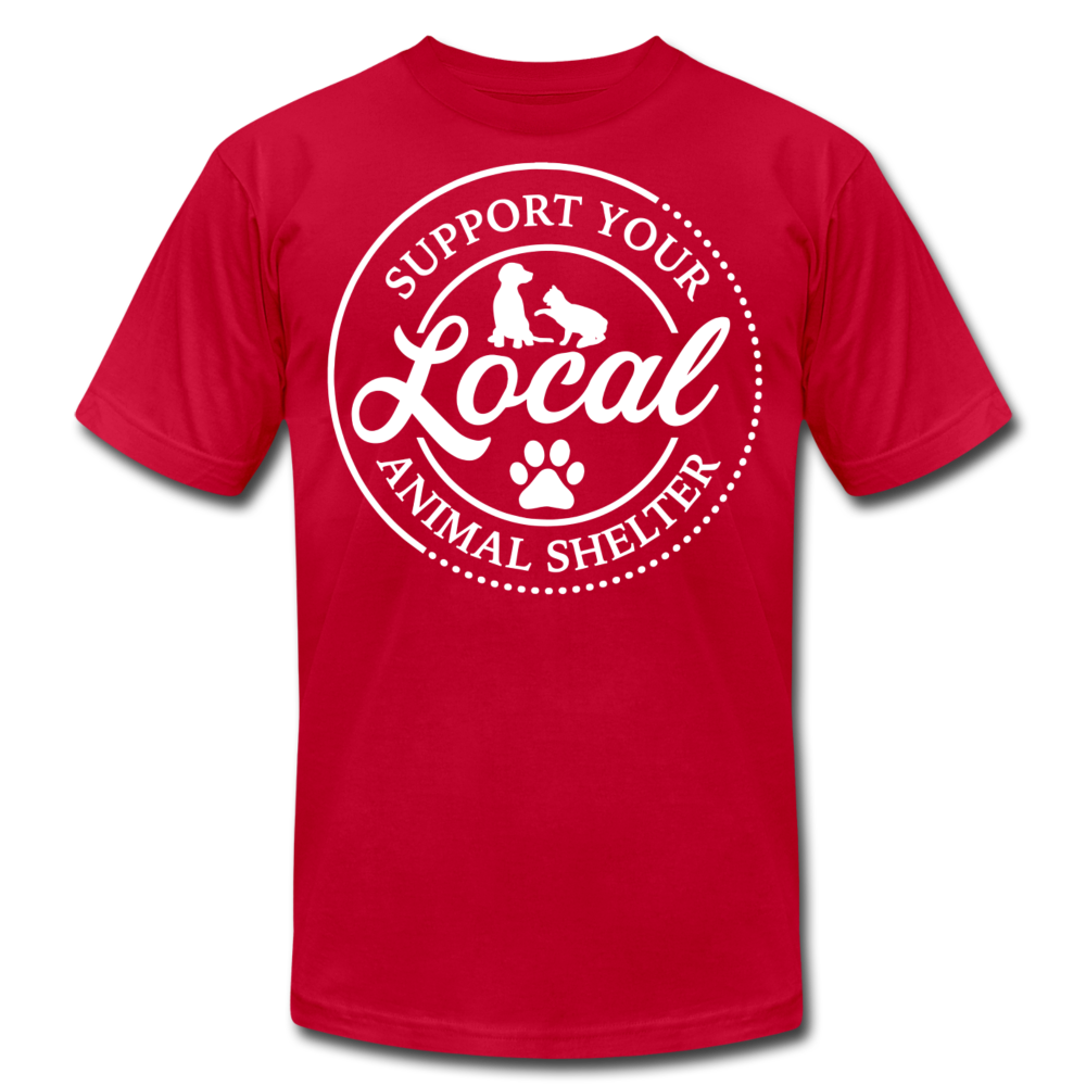 "Support Your Local Shelter" Unisex Jersey T-Shirt by Bella + Canvas - red