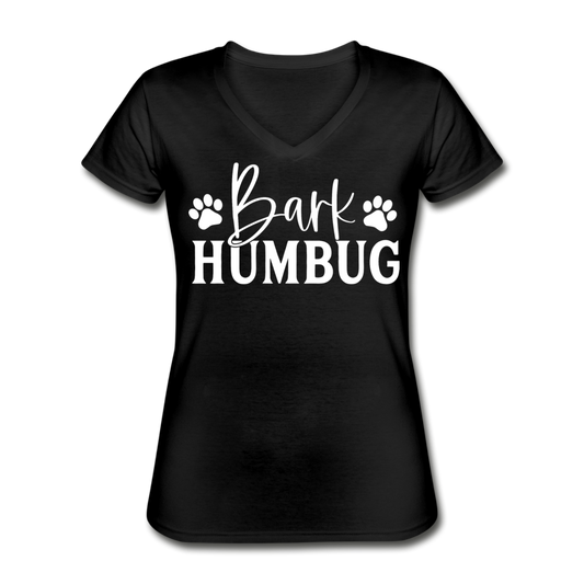 "Bark Humbug" Women's V-Neck T-Shirt - black