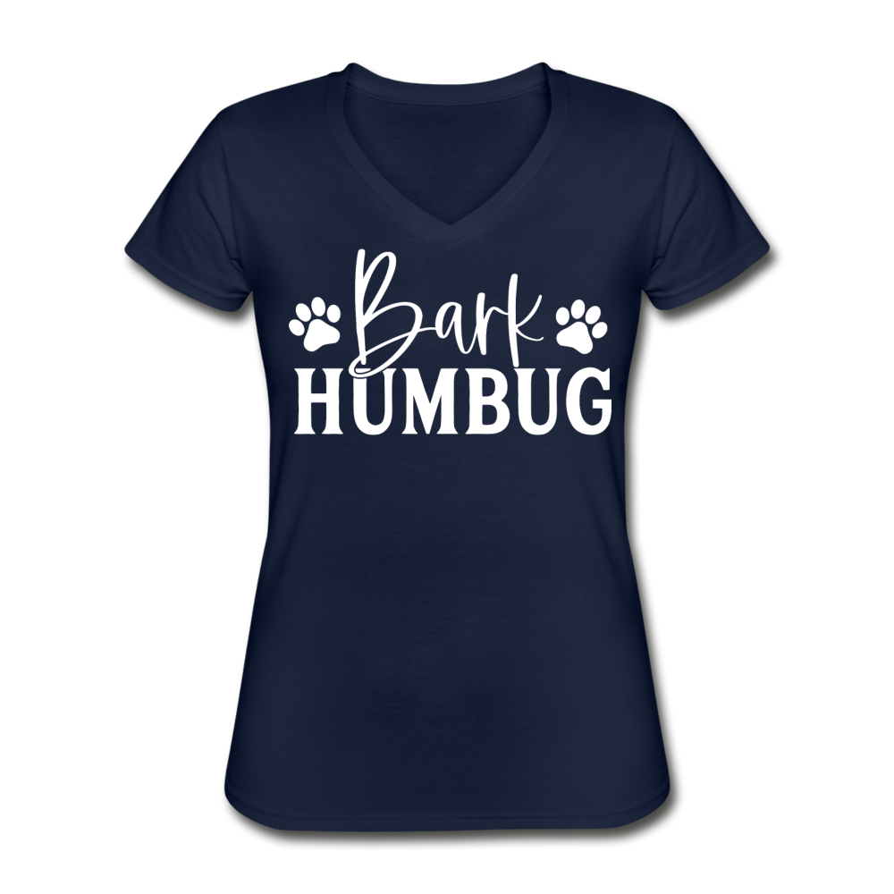 "Bark Humbug" Women's V-Neck T-Shirt - navy