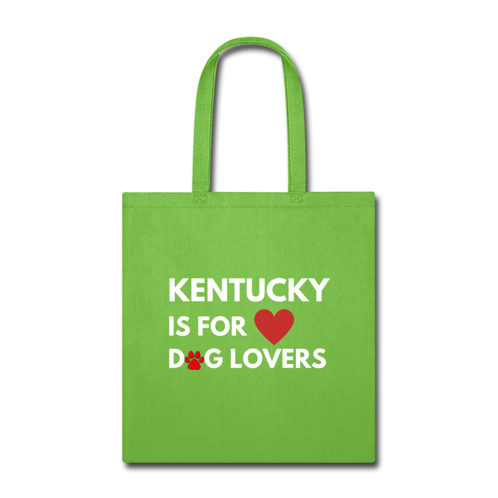 "Kentucky is for dog lovers" Tote Bag - lime green