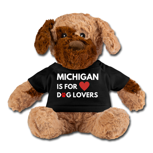 "Michigan is for dog lovers" Stuffed Dog - black