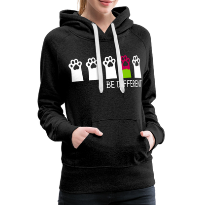 "Be Different Paws" Women’s Premium Hoodie - charcoal grey