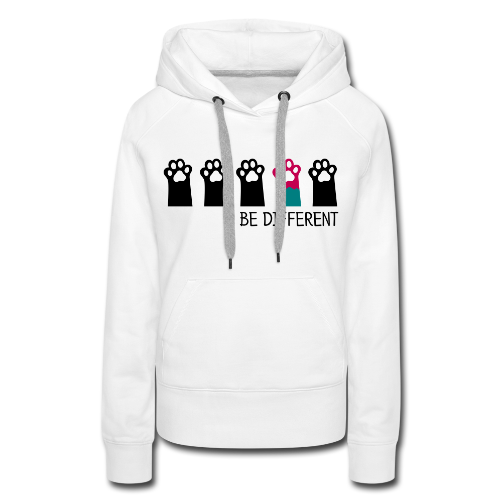 "Be Different Paws" Women’s Premium Hoodie - white