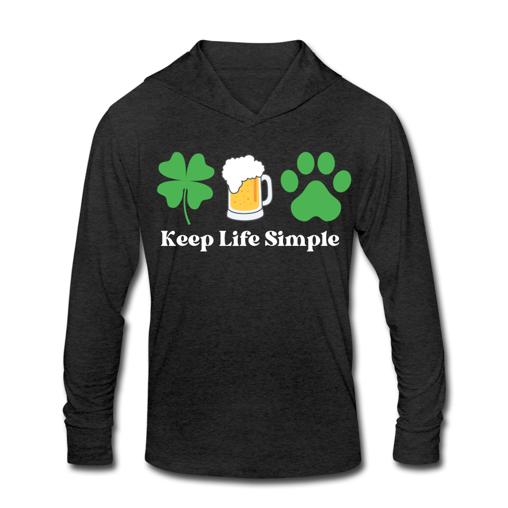 "Keep Life Simple" Unisex Tri-Blend Hoodie Shirt - heather black