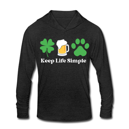"Keep Life Simple" Unisex Tri-Blend Hoodie Shirt - heather black