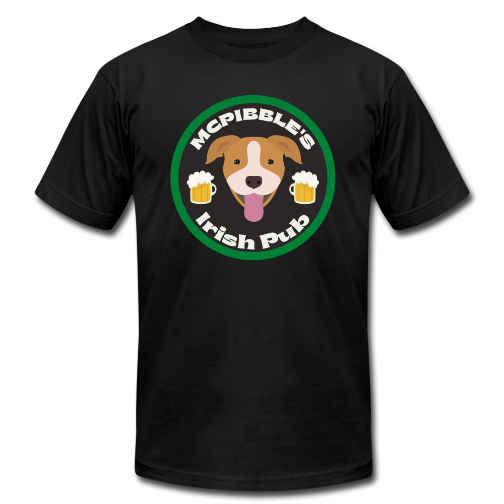 "McPibble's Irish Pub" Unisex Jersey T-Shirt by Bella + Canvas - black