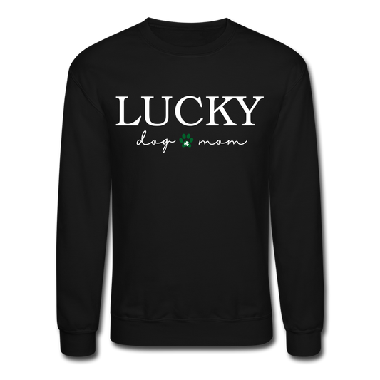 "Lucky Dog Mom" Crewneck Sweatshirt - black