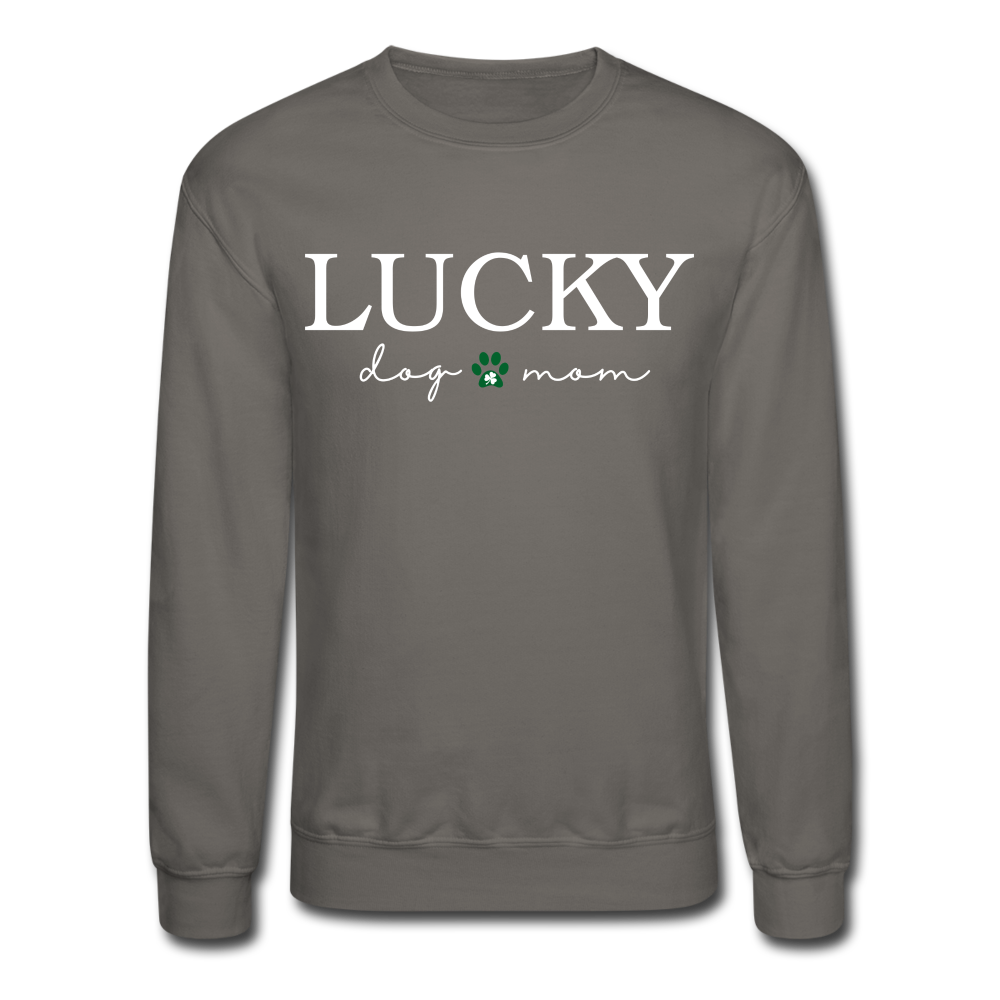 "Lucky Dog Mom" Crewneck Sweatshirt - asphalt gray