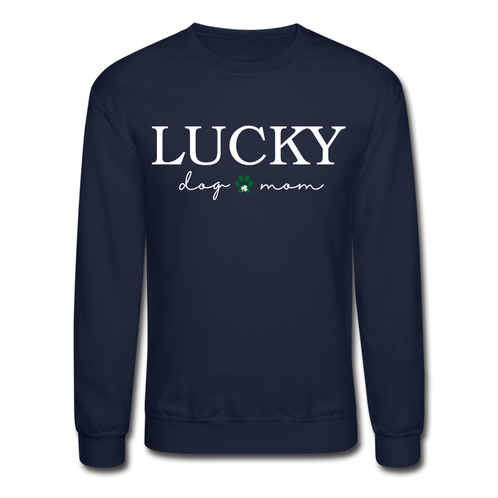"Lucky Dog Mom" Crewneck Sweatshirt - navy