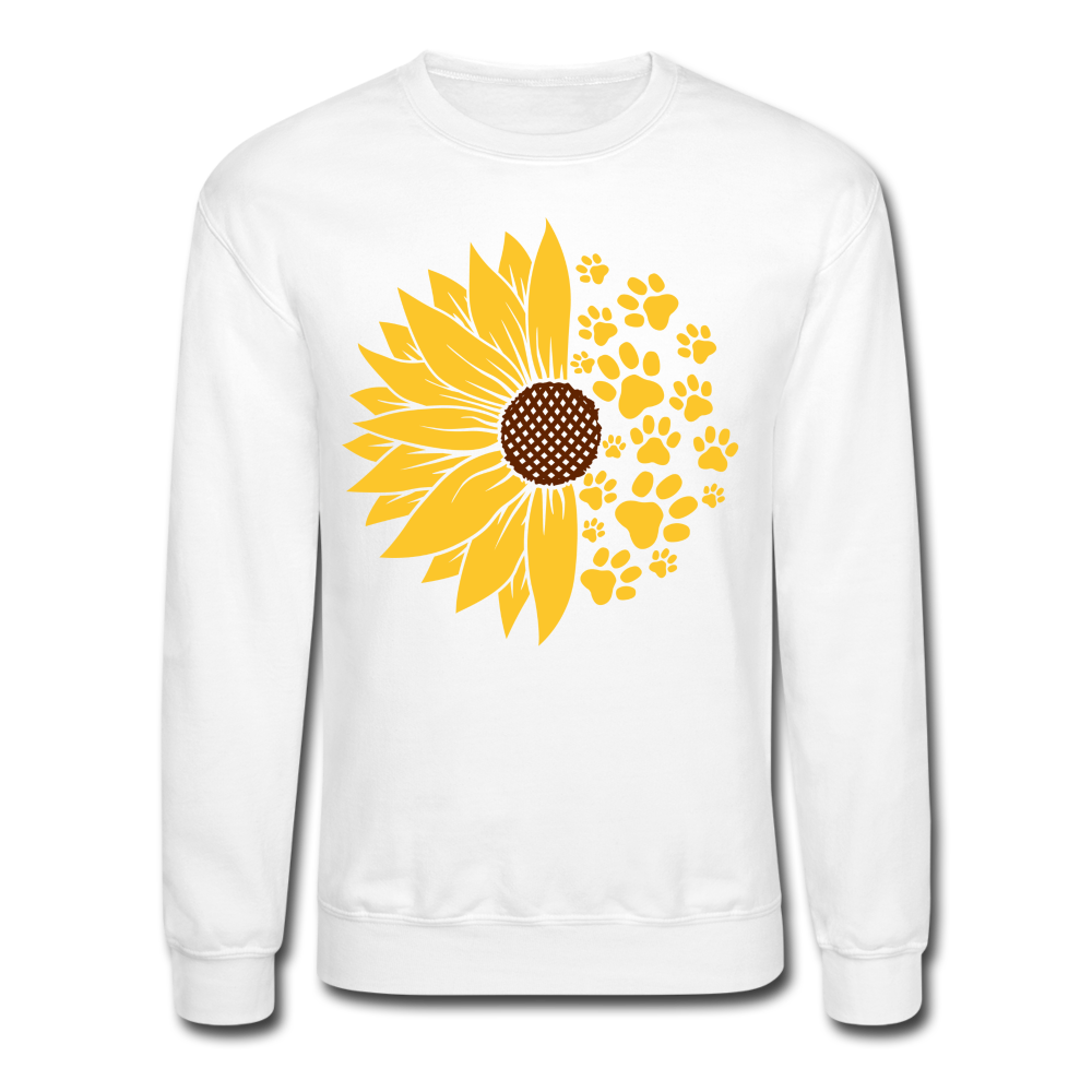 "Sunflowers and Paws" Crewneck Sweatshirt - white