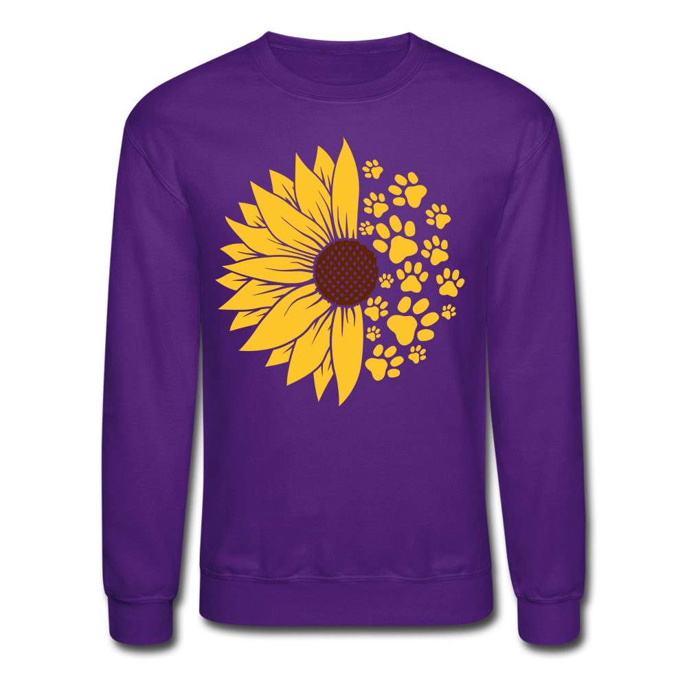 "Sunflowers and Paws" Crewneck Sweatshirt - purple
