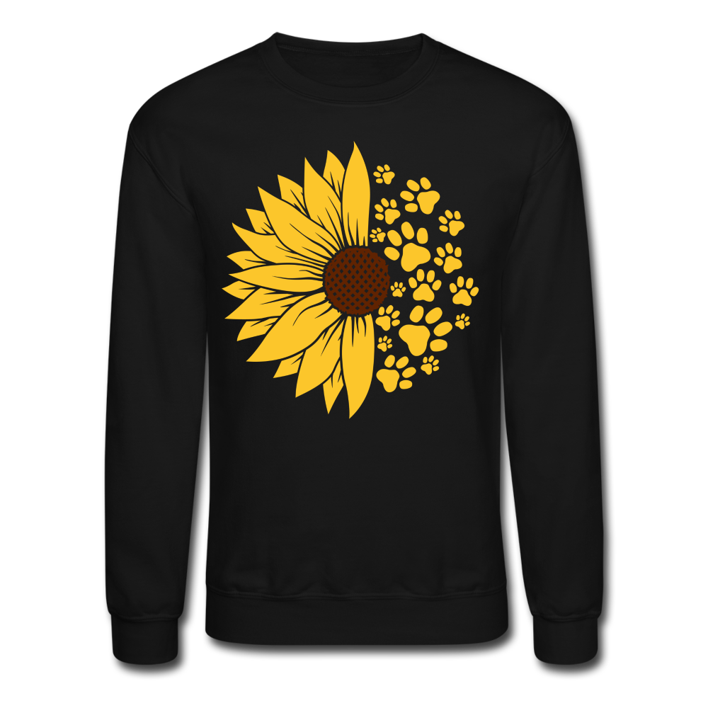 "Sunflowers and Paws" Crewneck Sweatshirt - black