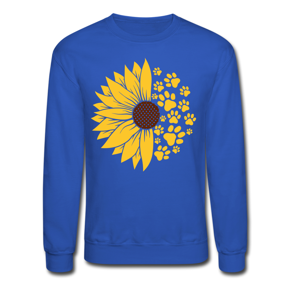 "Sunflowers and Paws" Crewneck Sweatshirt - royal blue