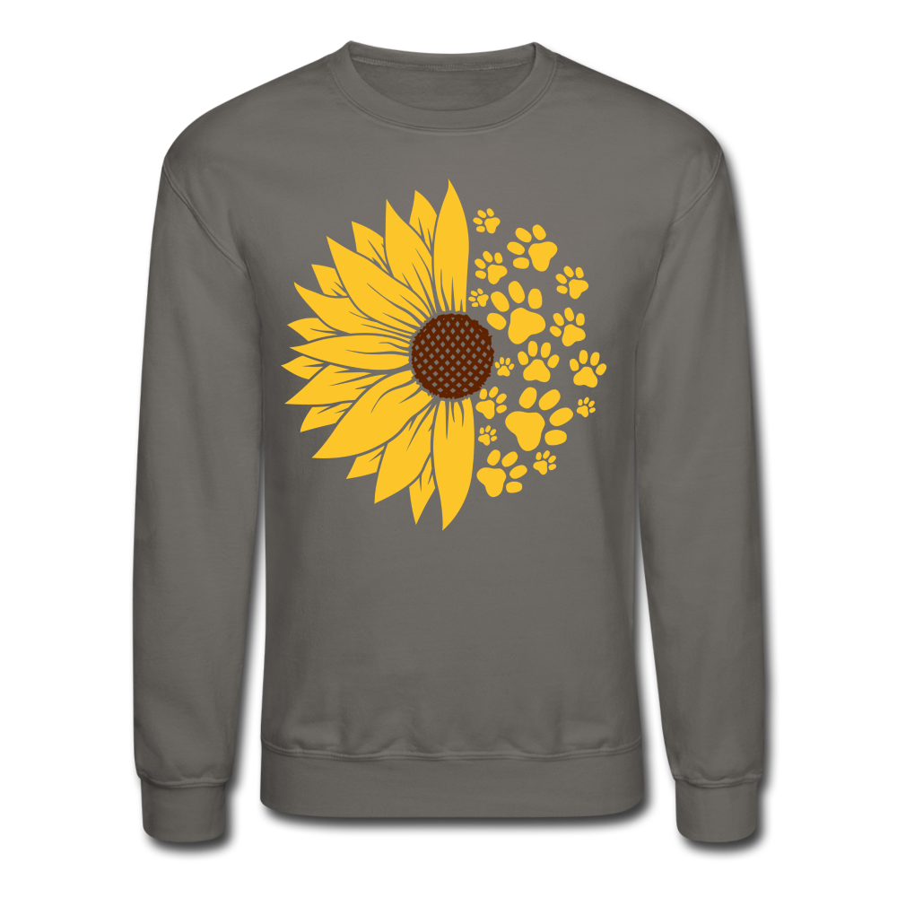"Sunflowers and Paws" Crewneck Sweatshirt - asphalt gray