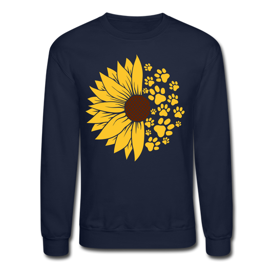 "Sunflowers and Paws" Crewneck Sweatshirt - navy