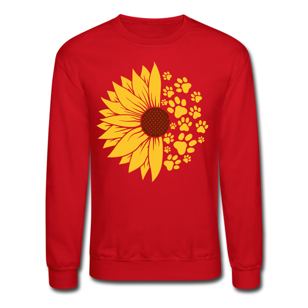 "Sunflowers and Paws" Crewneck Sweatshirt - red
