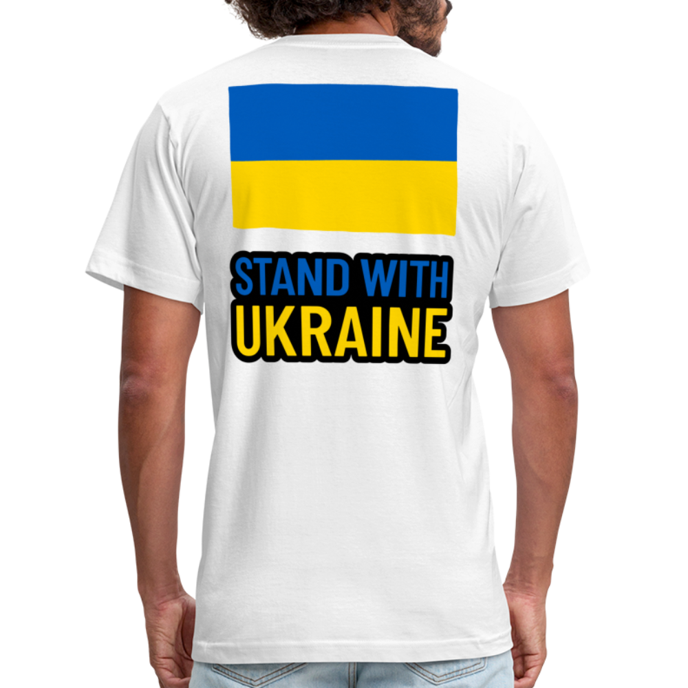 "Stand With Ukraine" Unisex Jersey T-Shirt by Bella + Canvas - white