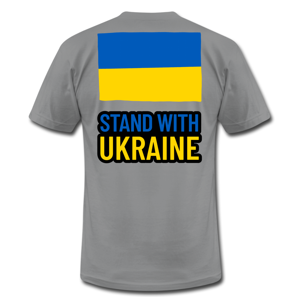 "Stand With Ukraine" Unisex Jersey T-Shirt by Bella + Canvas - slate