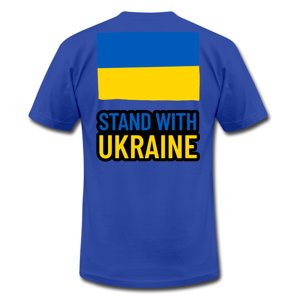 "Stand With Ukraine" Unisex Jersey T-Shirt by Bella + Canvas - royal blue