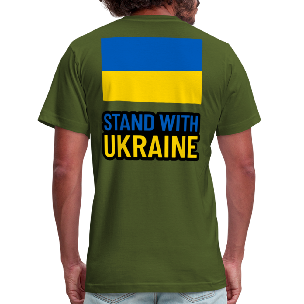 "Stand With Ukraine" Unisex Jersey T-Shirt by Bella + Canvas - olive