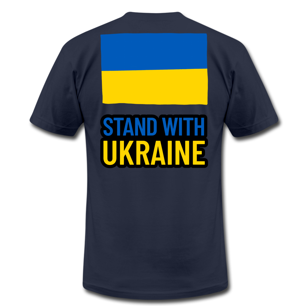 "Stand With Ukraine" Unisex Jersey T-Shirt by Bella + Canvas - navy