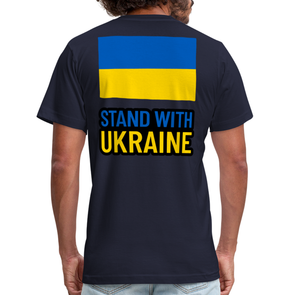 "Stand With Ukraine" Unisex Jersey T-Shirt by Bella + Canvas - navy