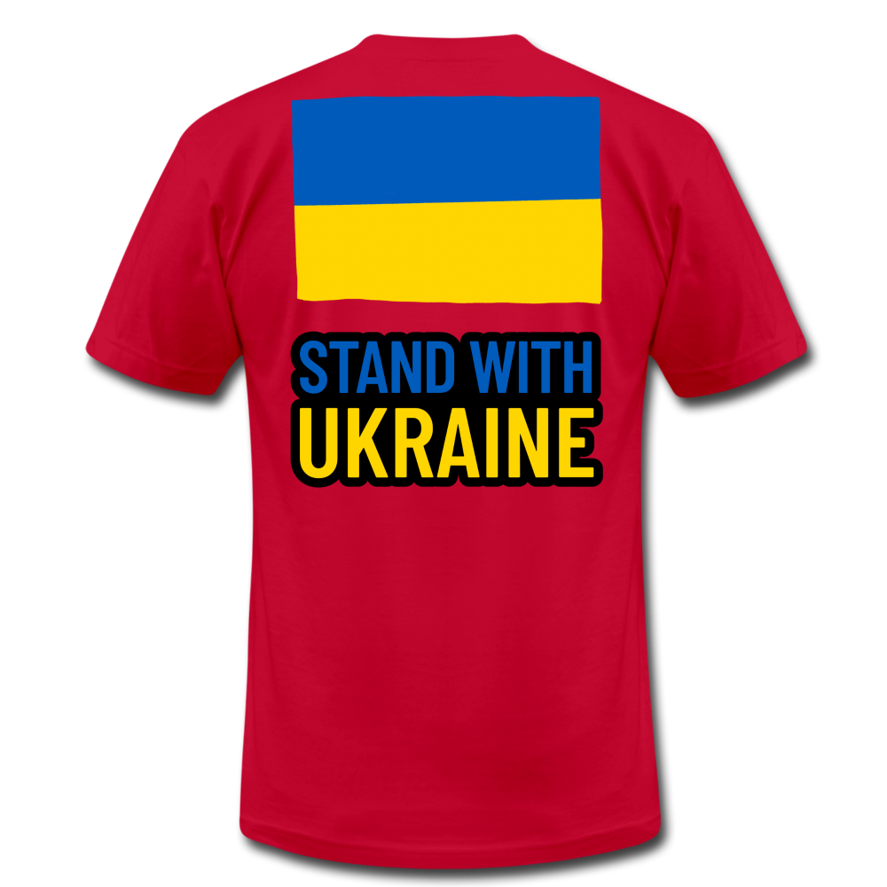 "Stand With Ukraine" Unisex Jersey T-Shirt by Bella + Canvas - red