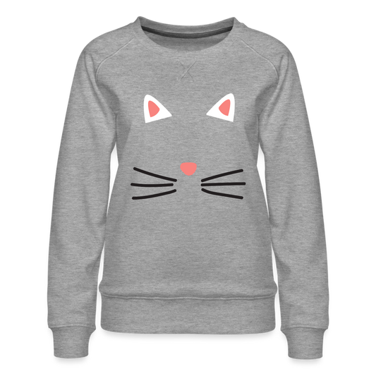 "Kitty Face" Women’s Premium Sweatshirt - heather grey