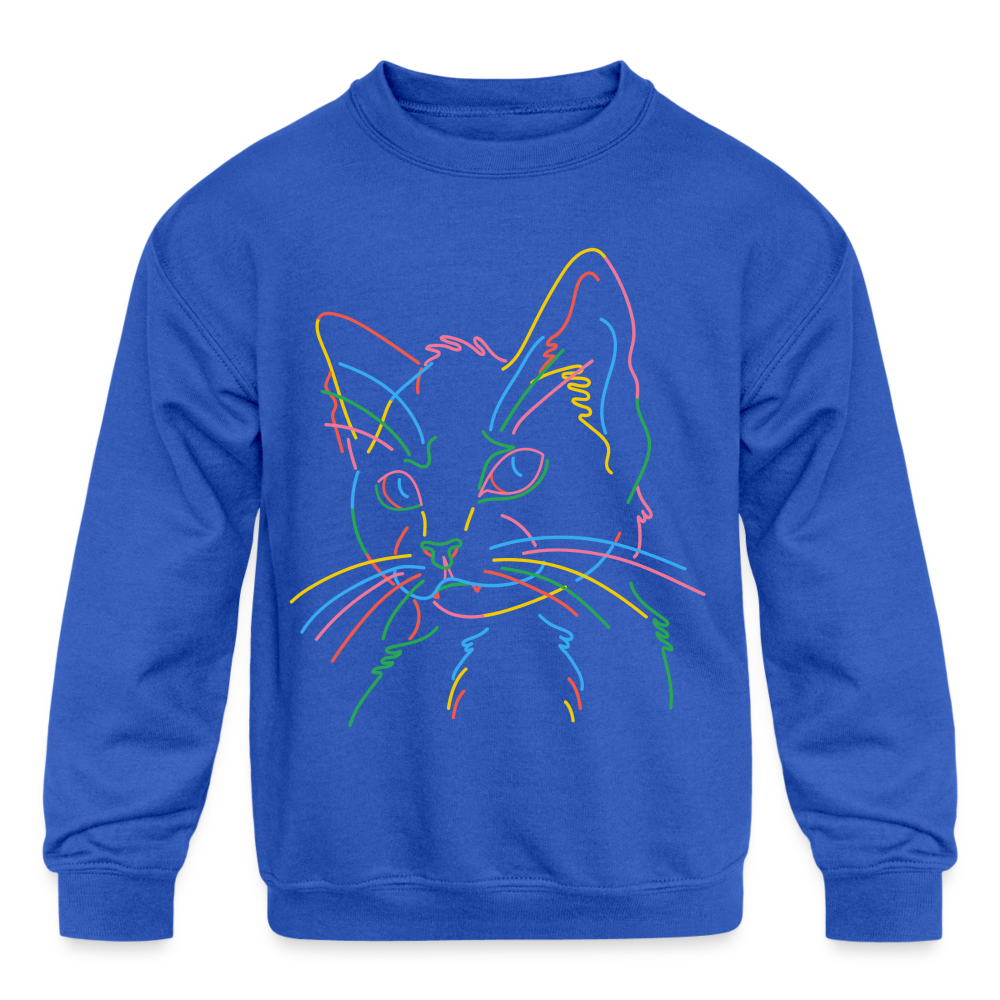 "Colorful Kitty" Kids' Crewneck Sweatshirt - royal blue