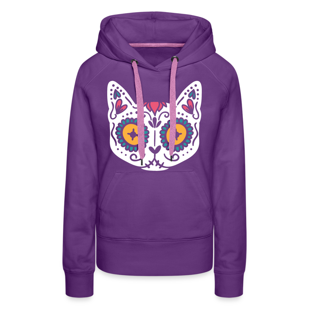 "Kitty de Muertos" Women’s Premium Hoodie - purple