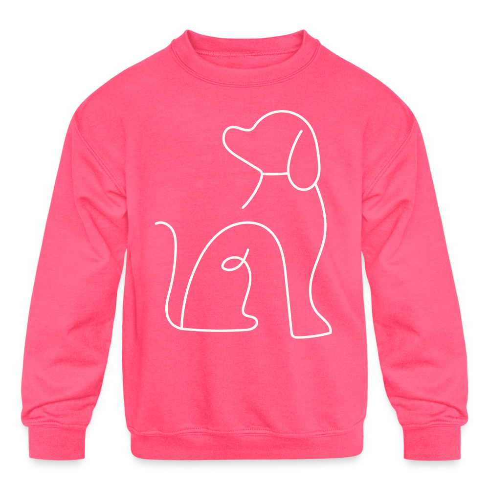 "Simple Sweet Pup" Kids' Crewneck Sweatshirt - neon pink