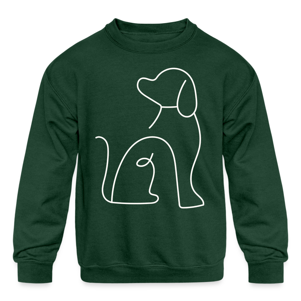 "Simple Sweet Pup" Kids' Crewneck Sweatshirt - forest green